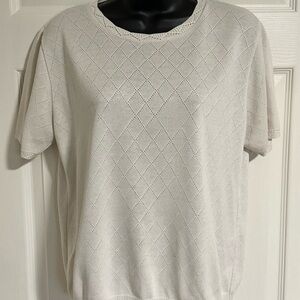 Alfred Dunner Cream Short Sleeve Top